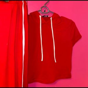 Striped Tape Side Crop Fitted Tee & Leggings Set